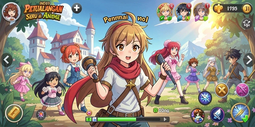 Tangkapan layar menunjukkan aksi mendebarkan dan karakter anime yang menarik.