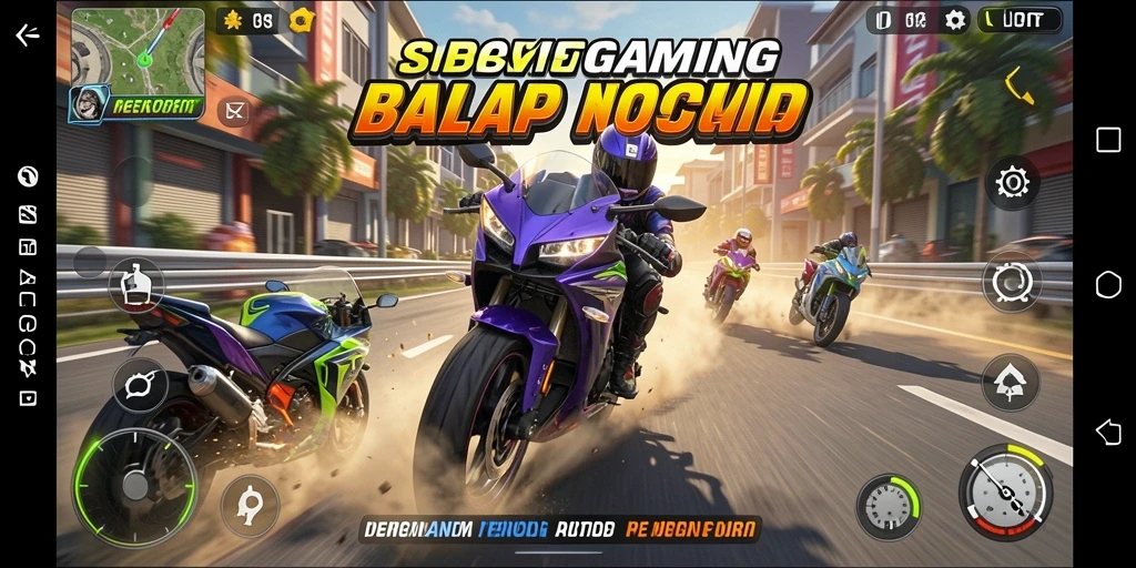 Tampilan gameplay mendebarkan di SOBATGAMING dengan aksi balap motor yang seru.