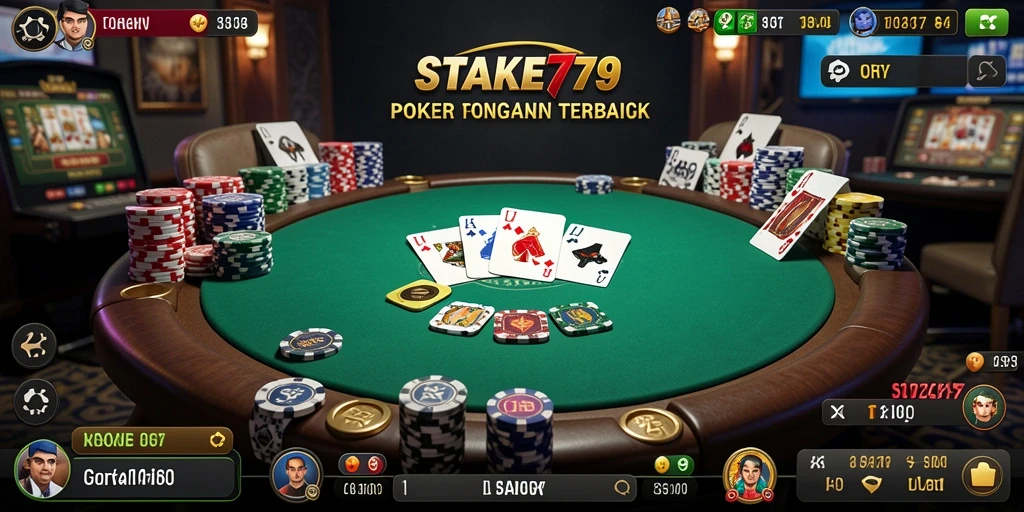 Tampilan layar permainan poker yang seru dan kompetitif.