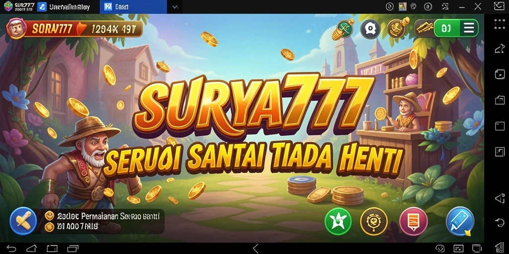 Tampilan permainan <strong>SURYA777</strong> yang ceria dan penuh warna.